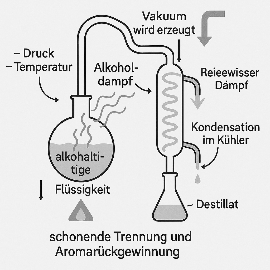 Vakuumdestillation von Alkohol